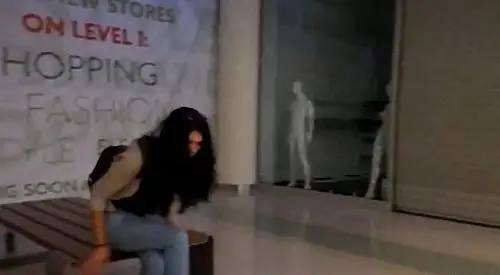 She needs to pee in the mall