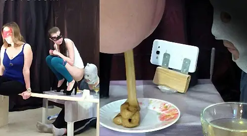 2 mistresses cooked a delicious shit breakfast for a slave