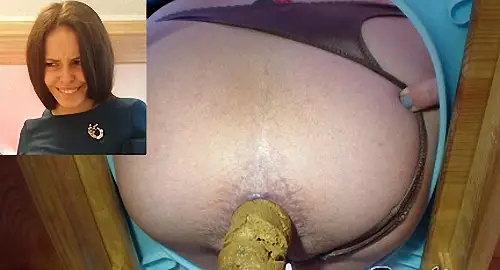 Alina in stockings pooping in mouth spits Close