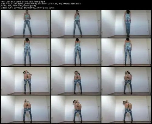 Light blue jeans pissing anal fisting
