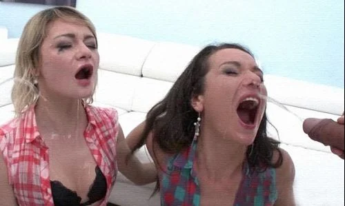 Nataly Gold and Olivia Devine in anal foursome with piss