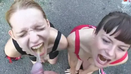 Piss Street In Mouth Two Girls