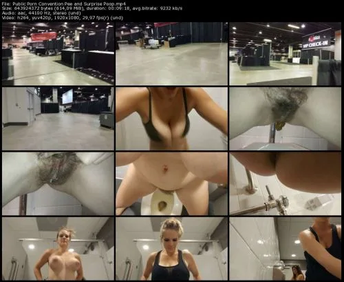 Public Porn Convention Pee and Surprise Poop