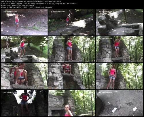 Rachel Evans Takes An Athletic Pee From The Old Ruins