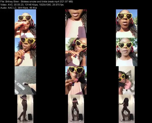 Britney Siren – Braless smoke and tinkle break