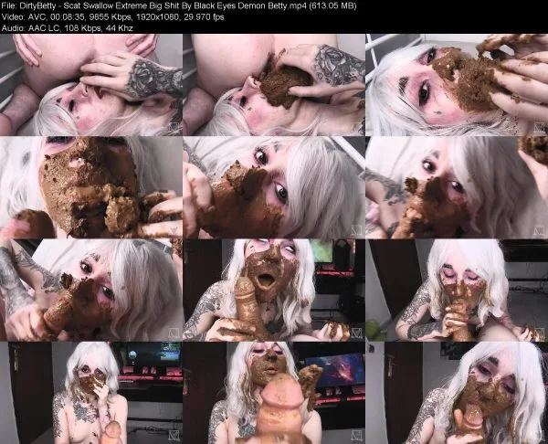 DirtyBetty – Scat Swallow Extreme Big Shit By Black Eyes Demon Betty