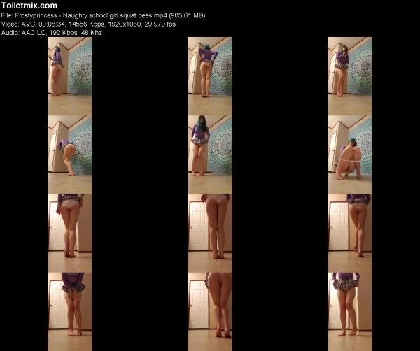 Frostyprincess – Naughty school girl squat pees