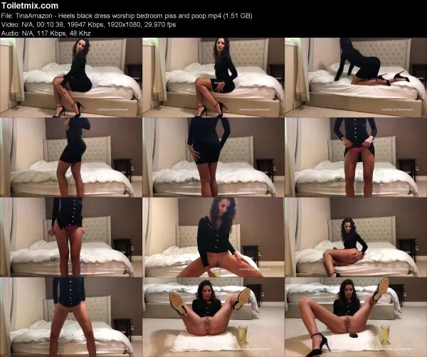 TinaAmazon – Heels black dress worship bedroom piss and poop