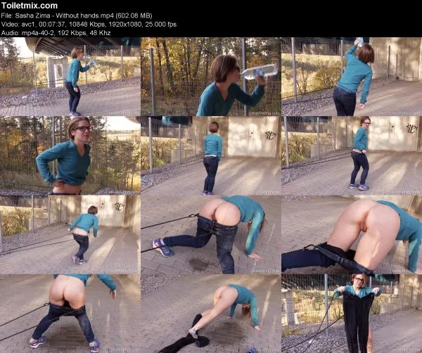 Sasha Zima – Without hands pissing in public, HD 2019