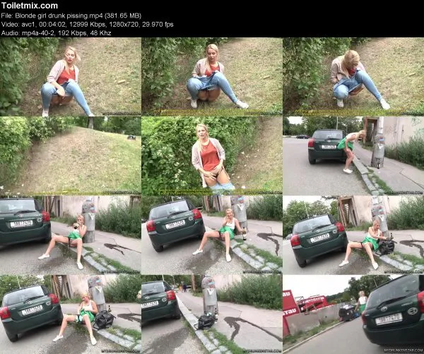 Blonde girl drunk pissing piss drinking, FullHD 2019