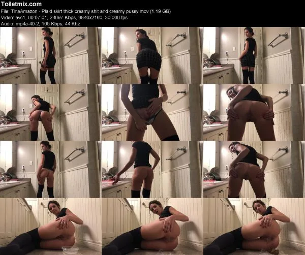 TinaAmazon – Plaid skirt thick creamy shit and creamy pussy