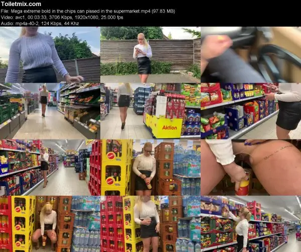 Mega extreme bold in the chips can pissed in the supermarket