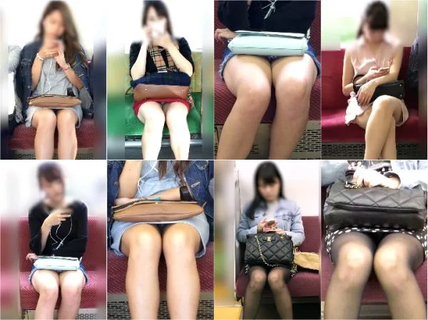 Upskirt metro白ワンピから生白パンティ見せるJD, デニミ�…