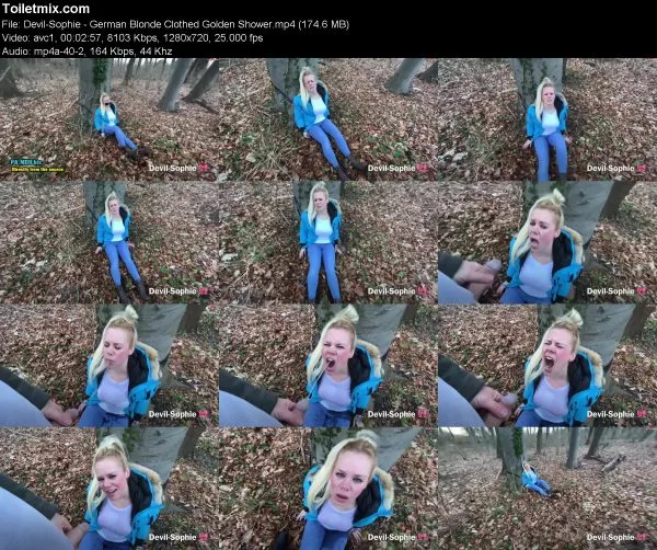 Devil-Sophie – German Blonde Clothed Golden Shower