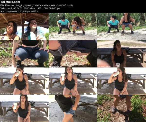 Ellieshae chugging – peeing outside w ellieboulder