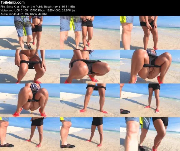 Erina Kha – Pee on the Public Beach