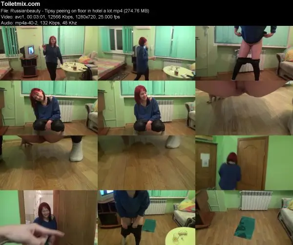 Russianbeauty – Tipsy peeing on floor in hotel a lot