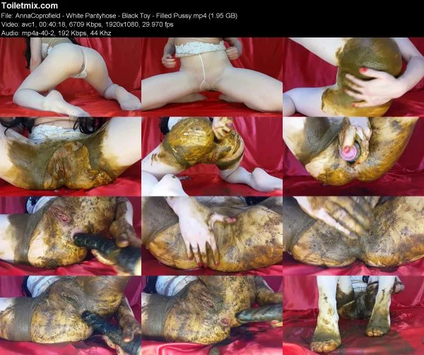 AnnaCoprofield – White Pantyhose – Black Toy – Filled Pussy