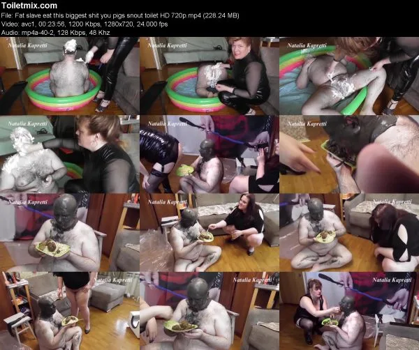 Fat slave eat this biggest shit you pigs snout toilet HD 720p