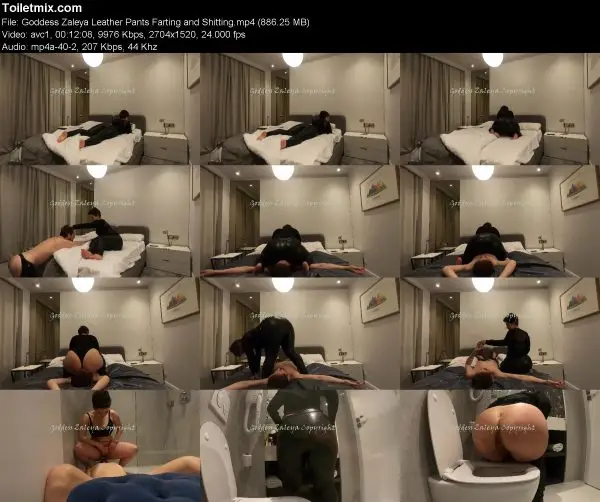 Goddess Zaleya Leather Pants Farting and Shitting