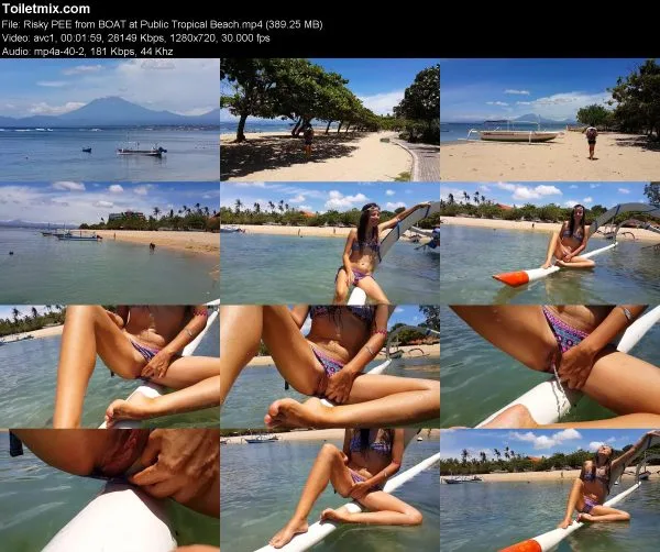 Risky PEE from BOAT at Public Tropical Beach
