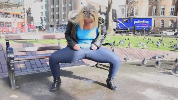 Blonde Slut Pisses on the Street