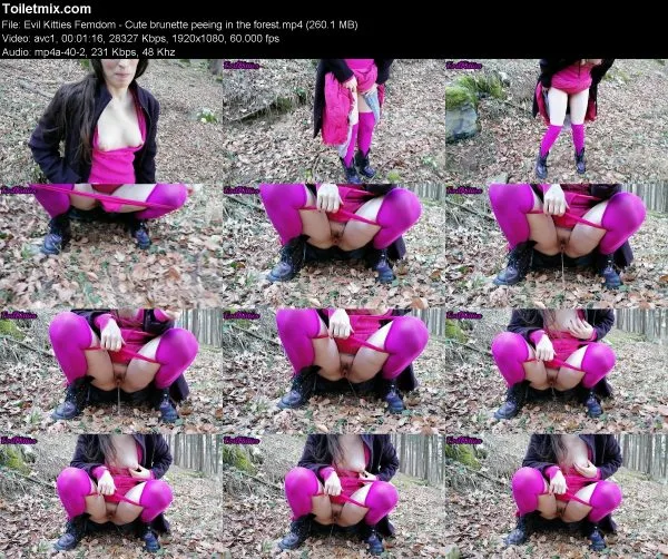 Evil Kitties Femdom – Cute brunette peeing in the forest
