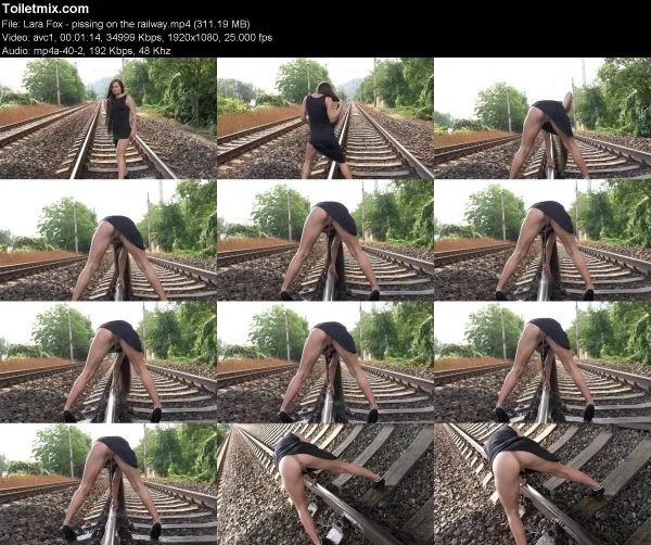 Lara Fox – pissing on the railway
