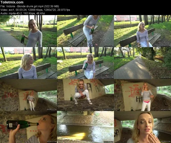 Victoria – Blonde drunk girl pissing in public, HD 2020