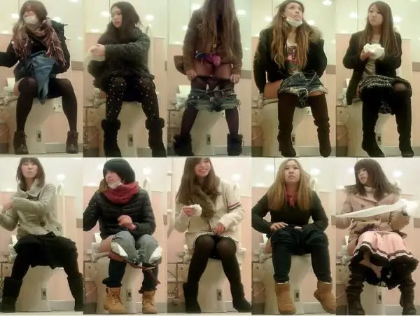 マ〇コ丸見えトイレ盗撮７連発！モー無し！Toilet Voyeur
