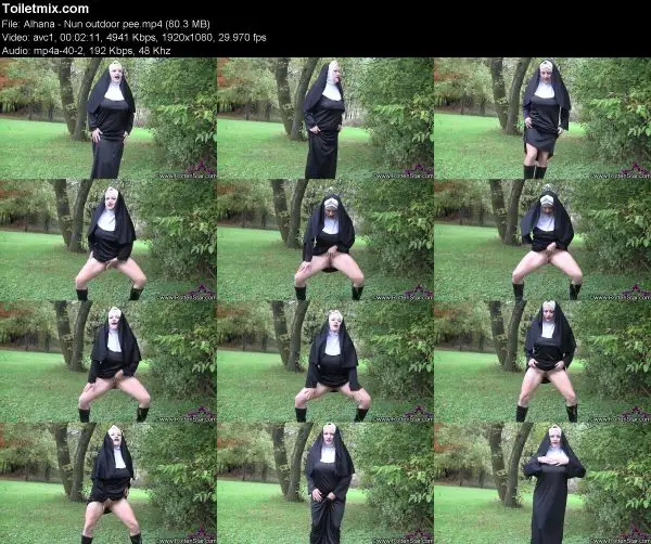 Alhana – Nun outdoor pee pissing in public, HD 2020