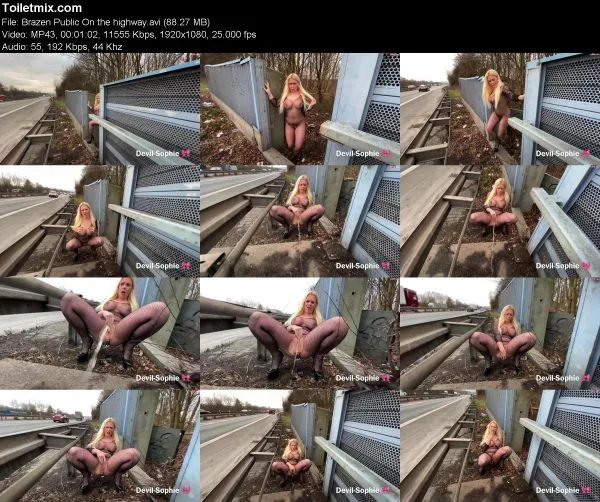 Brazen Public On the highway pissing in public, HD 2020