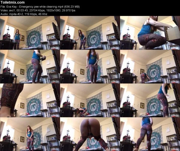 Eva Kay – Emergency pee while cleaning