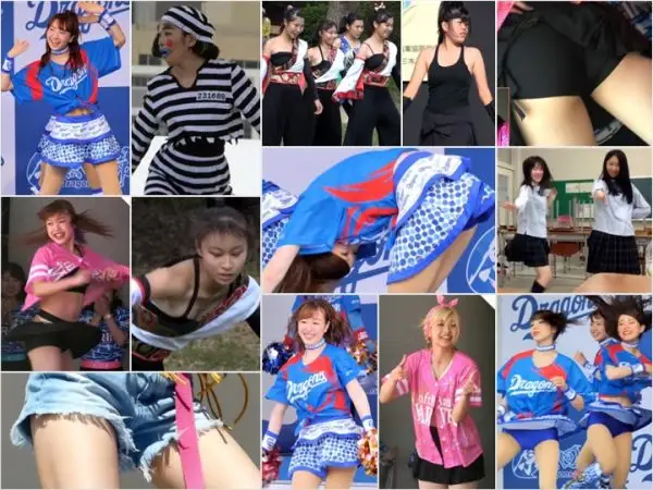 Cheerleaders Upskirt PC/携帯対応）３人組が生パン気にせずダンス