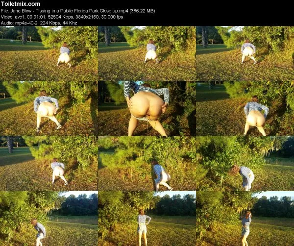 Jane Blow – Pissing in a Public Florida Park Close up