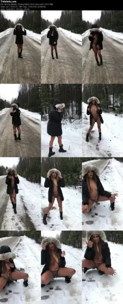 MochaLaMulata – Peeing Naked in the Snow