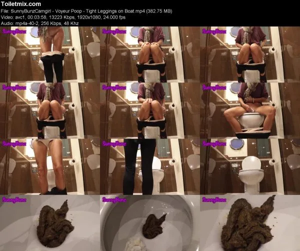 SunnyBunzCamgirl – Voyeur Poop – Tight Leggings on Boat