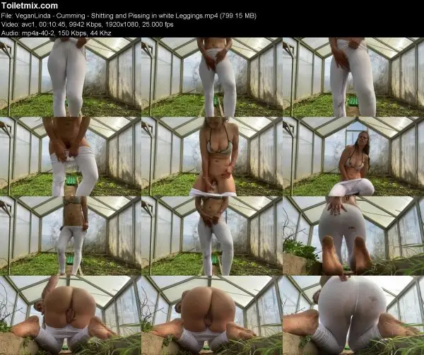 Linda – Cumming – Shitting and Pissing in white Leggings