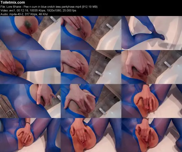 Lore Shane – Pee n cum in blue crotch less pantyhose