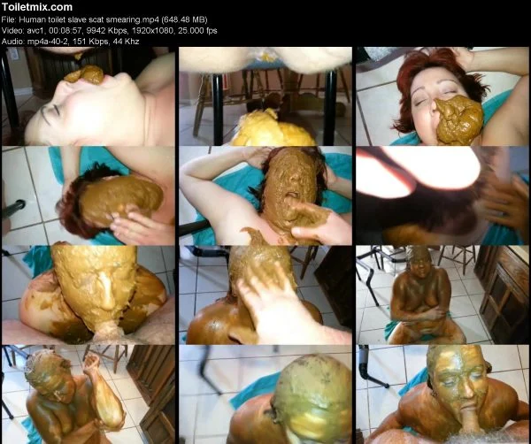Human toilet slave scat smearing
