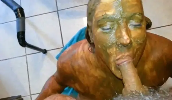 Human toilet slave scat smearing