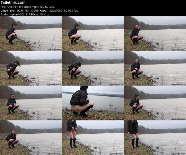 Annie on the shore pissing in public, HD 2020