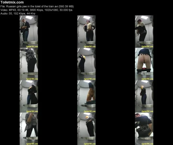 Russian girls pee in the toilet of the train