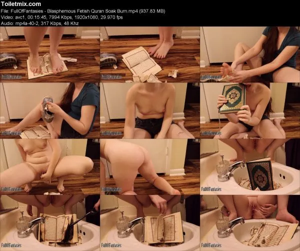 FullOfFantasies – Blasphemous Fetish Quran Soak Burn