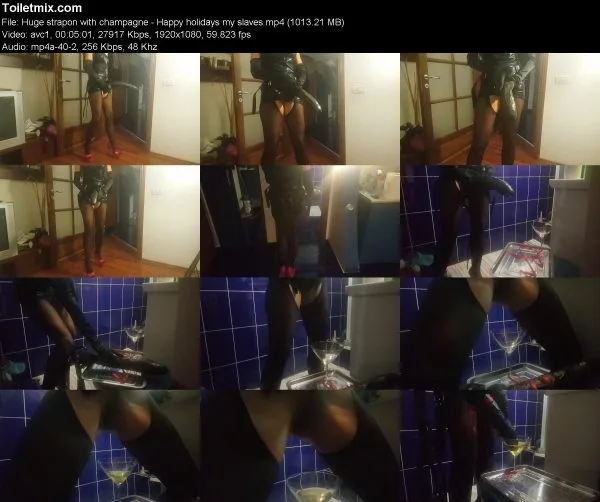 Huge strapon with champagne – Happy holidays my slaves