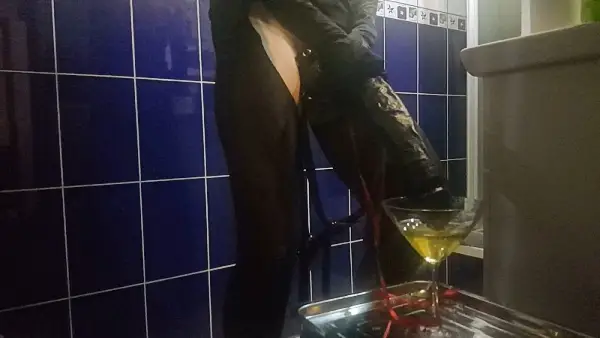 Huge strapon with champagne – Happy holidays my slaves