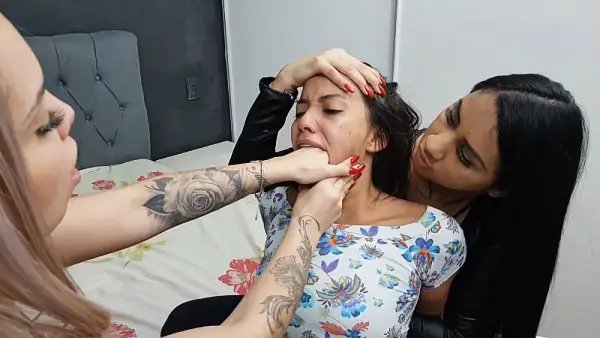 Girl punishment deep hand gagging and puking