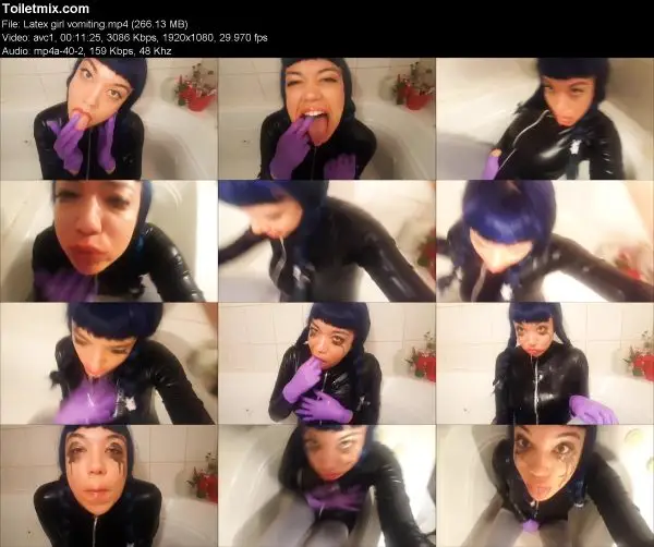 Latex girl vomiting