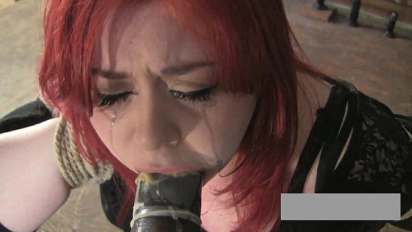 Redhead Dildo Gagging and Puking.