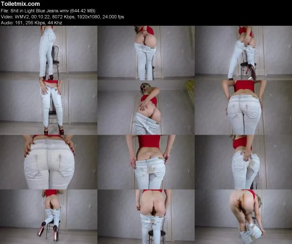Shit in Light Blue Jeans women scat videos, 2020